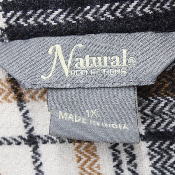 Natural Reflections Flannel Shirt Women Multicolor Plaid Button Down Collared 1X - Picture 6 of 9